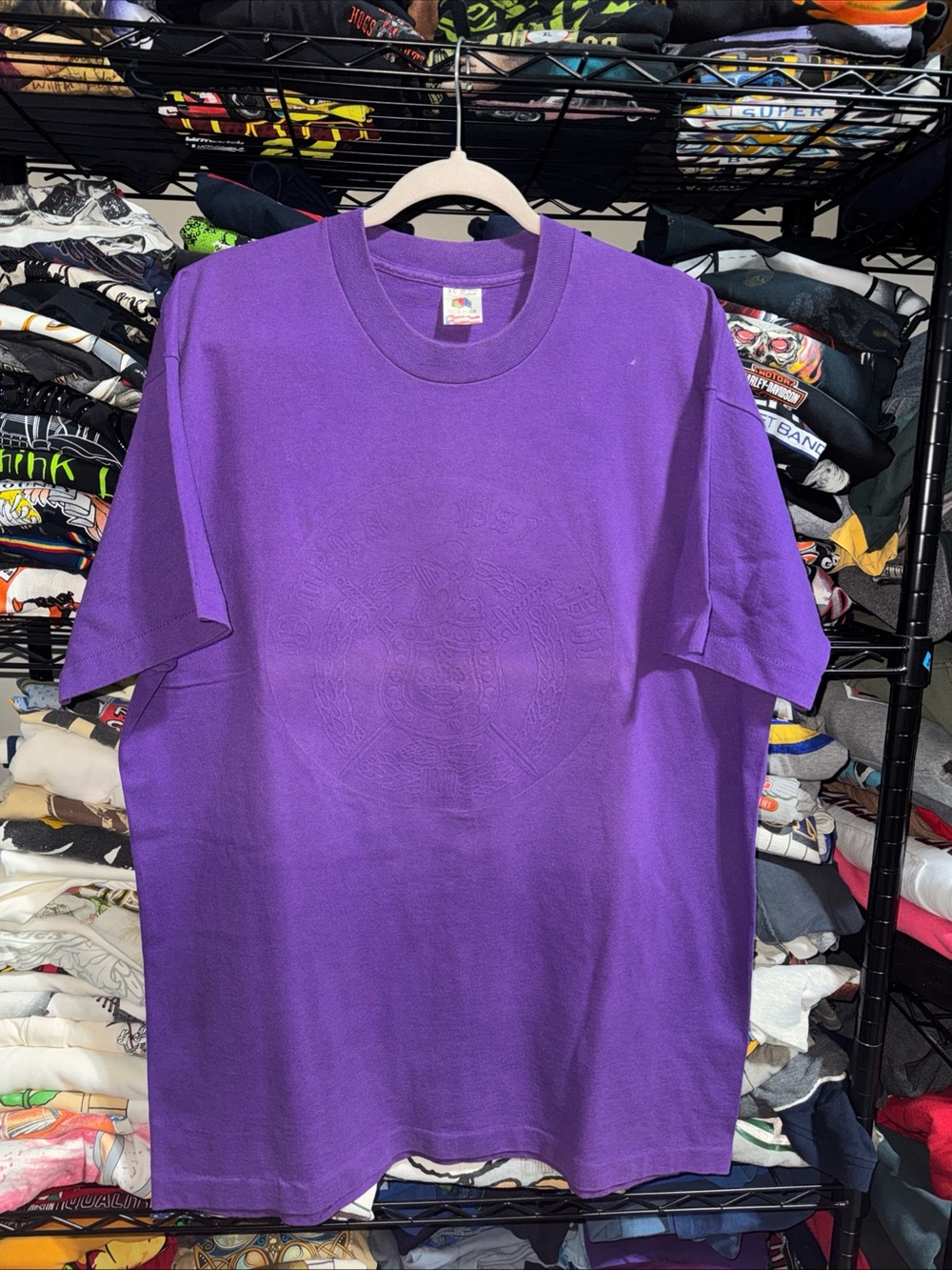 Vintage 90s Omega Psi Phi Fraternity Embrossed Purple Shirt Size Xl